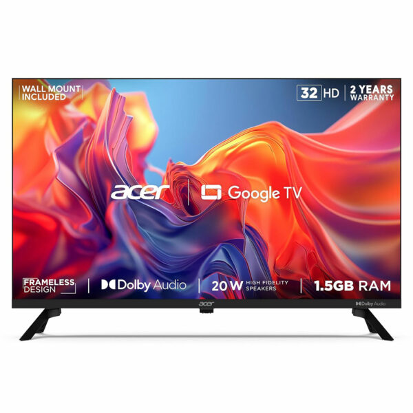 Acer (32 inches) G T Series HD Ready Smart LED Google TV AR32GT2841HDFL (Black)